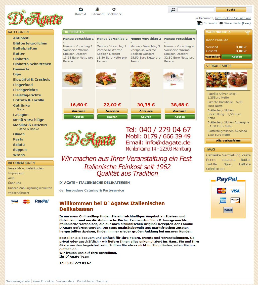 Prestashop Webdesign dagate.de