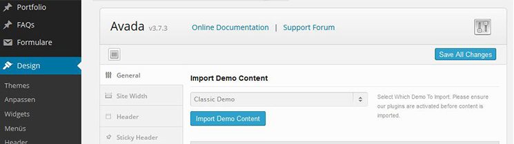 General Avada Theme Options