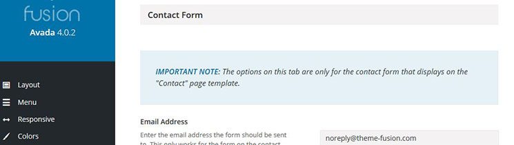 Contact Form Optionen