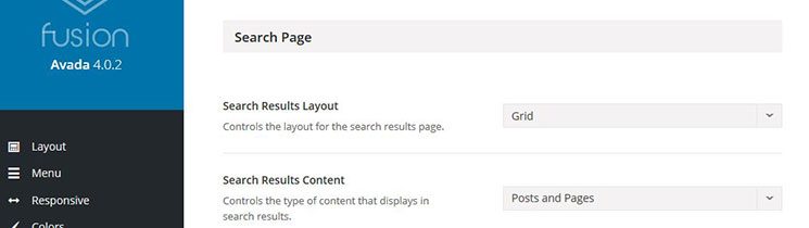 Search Page Optionen