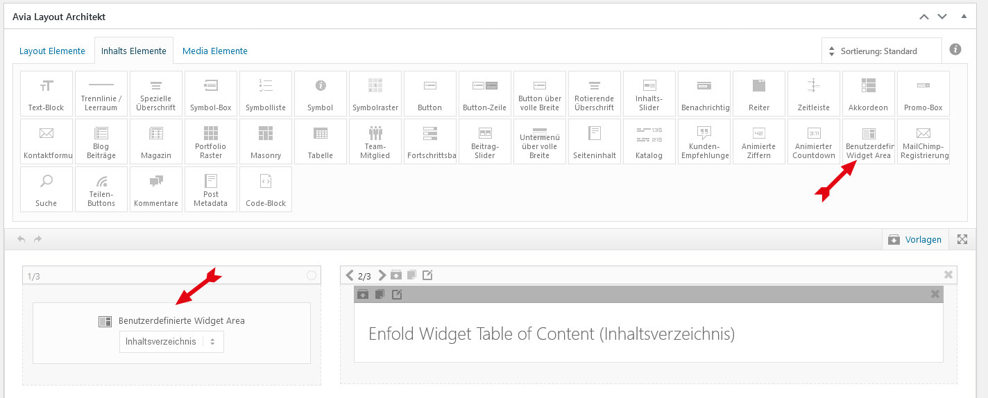 Layout-Element-Avia-Architekt Im Avia Layout Architekt das Element Widget Area hinzufügen