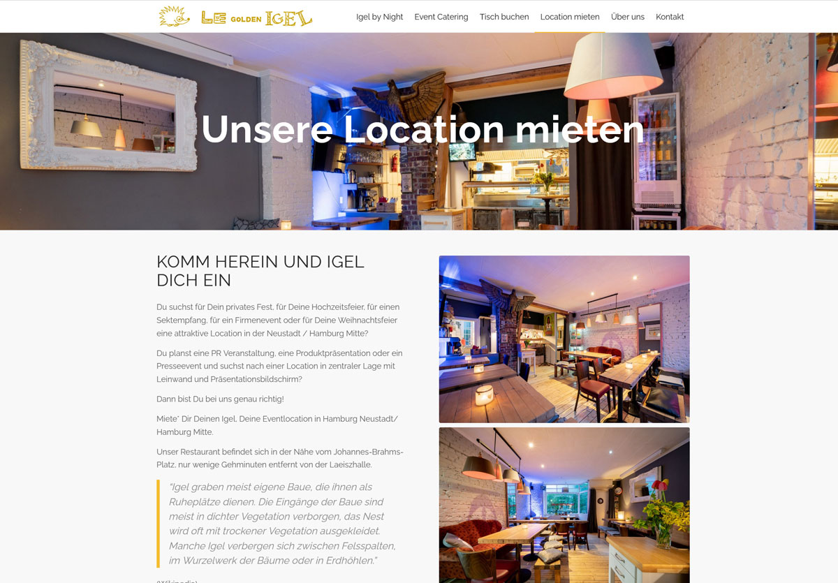 Location Mieten Le Golden Igel Restaurant Webdesign Le Golden Igel Restaurant JF Mediendesign