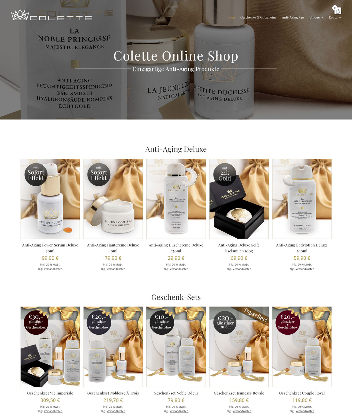 Onlineshop Colette Royal Webentwicklung Onlineshop Colette Royal JF Mediendesign