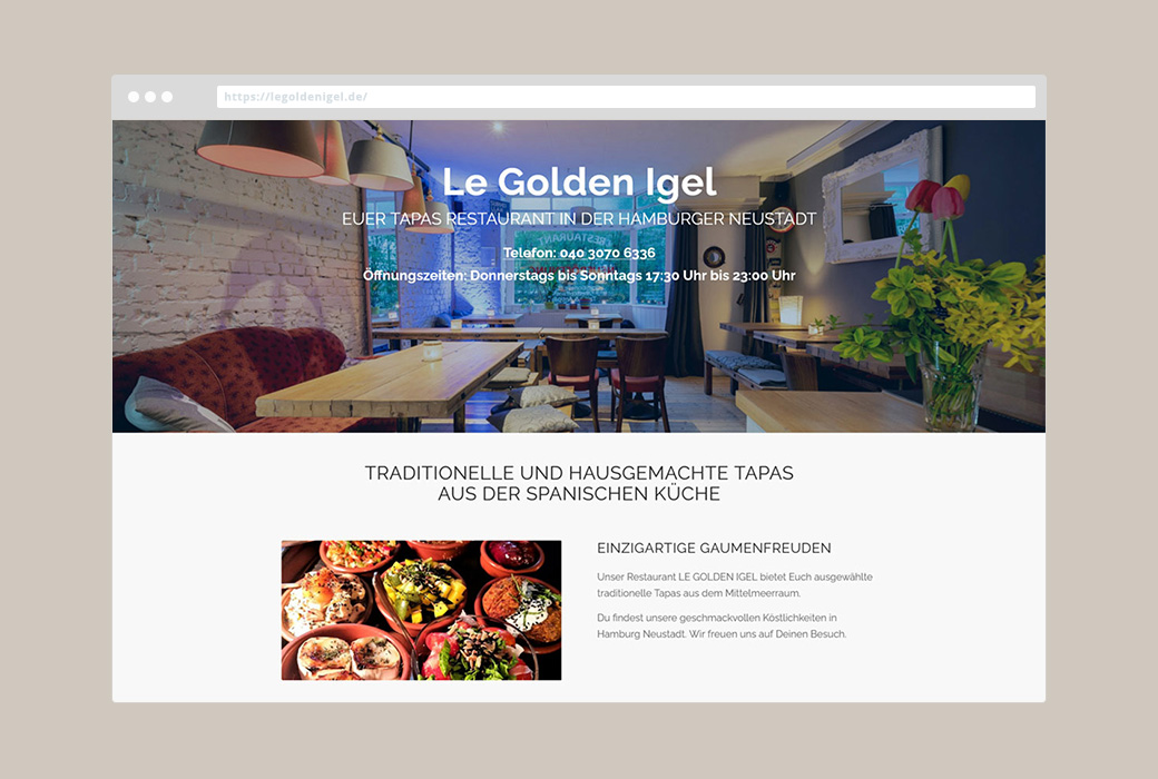 Webdesign Le Golden Igel Restaurant Hamburg